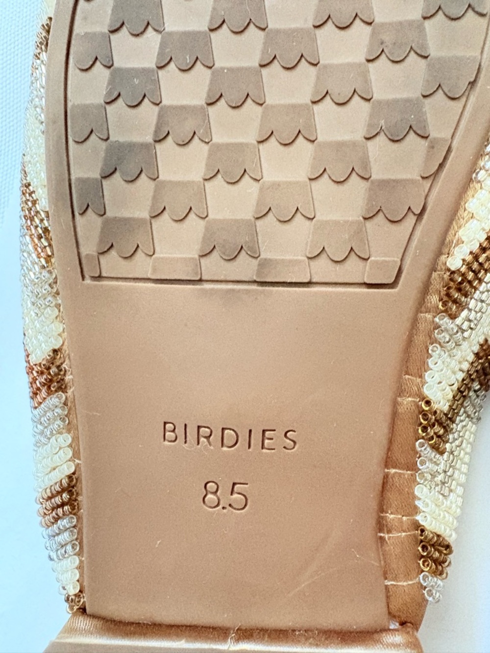 Birdies The Swan Beaded Chevron Pointed Mules - Gold, Brown - Size 8.5 - Picture 6 of 7